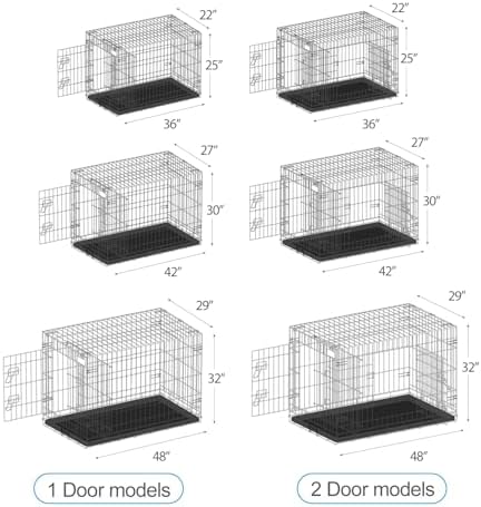 PetsTuff Great CRATES 36” Large Dog Crate - Heavy-Duty Dog Kennel with Divider Panel for Pets 40-60lbs - Durable Leaf-Proof Tray - Foldable, Carry Handle & Wheels for Easy Moving - Two-Door Dog Cage