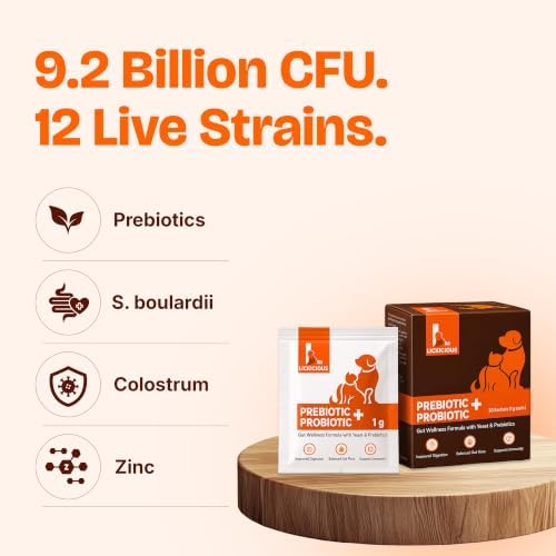 Probiotics for Dogs & Cats | 30 Sachets | Synbiotic Powder, 9.2 Billion CFU, 12 Strains with Prebiotics, Digestive Enzymes & S. boulardii | Gut Health, Diarrhea & Immune Support
