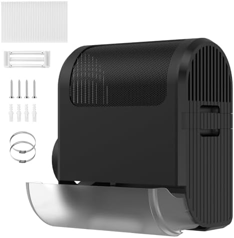 3-in-1 Indoor Dryer Vent - Polyester Screen Filter and Water Drawer System for Electric Clothes Dryers, Includes Dryer Vent Clamps-Black Color (Black)