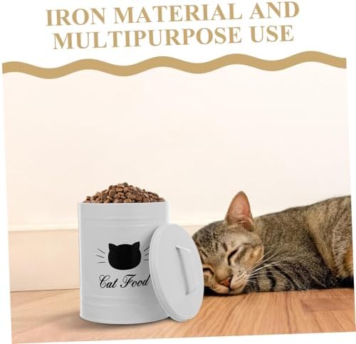 Healifty Airtight Metal Canister with Sealed Lid for Pet Food Iron Jar for Cat and Dog Treats Keeps Food Fresh and Dry