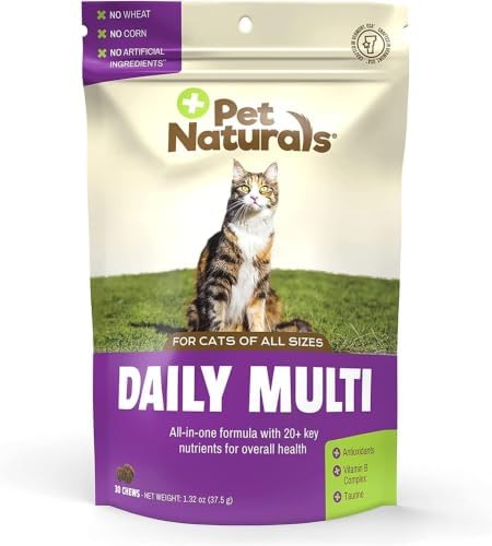 Pet Naturals Daily Multivitamin for Cats with Biotin, Taurine and Arginine, 30 Fish Flavored Chews (Pack of 12)