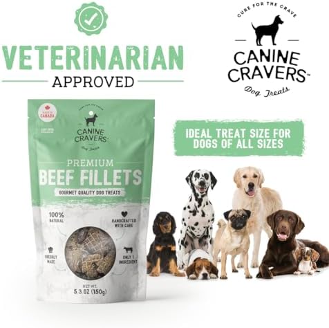 Canine Cravers Single Ingredient Dog Treats - Premium Beef Fillets, 5.3oz