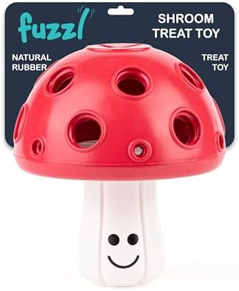Fuzzl Eco Rubber Magic Shroom Puzzle Enrichment Toy - Red - Long Lasting Dog Treat Toys for Aggressive Chewers Strong Dog Toy for Dogs Durable Puppy Toys