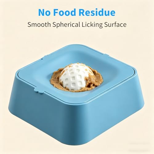 Slow Feeder Dog Lick Bowl for Liquid Treats-Bone Broth & Yogurt Mat for Dogs,3/4 Cup Capacity Calming Enrichment Toy for Post-Op Recovery or Dietary Supplement-for Large Medium Small Breeds. (Blue)