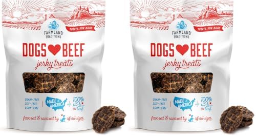 Farmland Traditions Dogs Love Beef Jerky Dog Treats with Only 3 Ingredients and No Fillers, 2.5 Pound (Pack of 2).