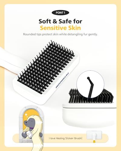 [PETHROOM] Bundle - Slicker Brush & Healing Brush Set | Coated Tips for Gentle Grooming and Deshedding & Soothing Silicone Grooming Tool