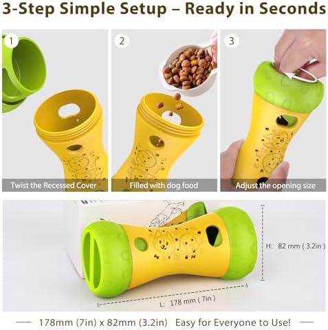 Treat Dispensing Dog Puzzle Toy, Interactive Dog Toys, Yellow | Mental Stimulating Slow Feeder, Boredom Relief, Enrichment Dog Toys to Keep Them Busy, For Small Medium Large Dogs