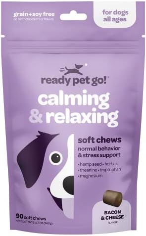 Ready Pet Go! Omega 3 + Calming Chews for Dogs | Helps with Dog Anxiety, Separation & Barking | Fish Oil for Dog Shedding, Skin Allergy, Itch Relief | 90 Chews Each