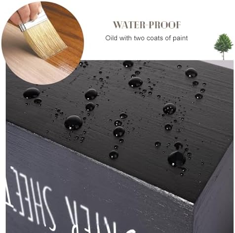 Laundry Dryer Sheet Container Wood Detergent Dispenser Holder, Black