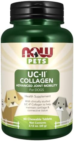 Now Pets, UC-II® Advanced Joint Mobility for Dogs and Cats, Veterinarian formulated, Help Maintain Cartilage and Connective Tissue*, 60 Chewable Tablets (60 Grams)