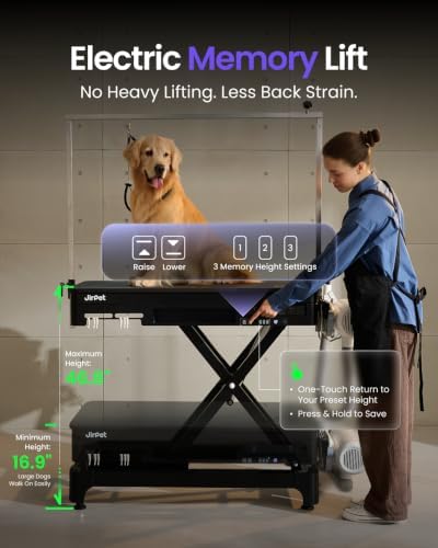 JirPet Dog Grooming Table for Large Dog, Electric Lift with Memory Function