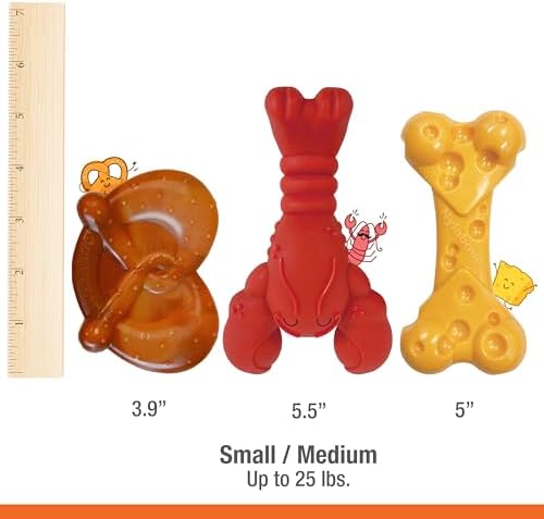 Nylabone Power Chew Toy Bundle, Dog Toys for Aggressive Chewers, 3 Pack | Dog chews toys for small dogs up to 25 lbs, filet mignon, cheese, and bacon flavors, grooves to clean teeth