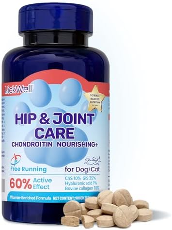 Glucosamine for Dogs, Hip & Joint Supplement for Dogs Cats, Glucosamine Chondroitin for Dog Supports Joint Health and Joint Pain Relief, Chicken Flavored for All Breeds and Sizes, 120 Tablets