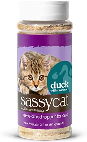 Herbsmith Sassy Cat Kibble Seasoning – Freeze Dried Duck – Cat Food Topper for Picky Eaters – Duck