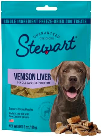 Stewart Freeze Dried Dog Treats, 100% Venison Liver, 3 oz Pouch