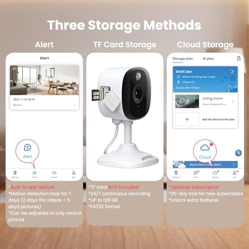 AOQEE 2K Cameras for Home Security, Indoor/Outdoor, Full Color, C1 2Pack