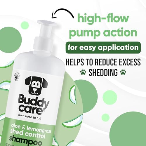 Shed Control Dog Shampoo by Buddycare | Aloe & Lemongrass Scented | with Aloe Vera and Pro Vitamin B5 (33.8oz)
