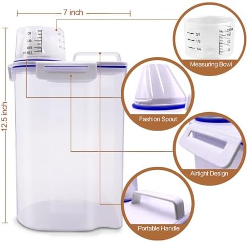 TIOVERY Dog Food Storage Container Small, Small, White 3 Qt