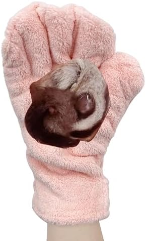 3 Pack Sugar Glider Tote Plush Sleeping Pouches & Anti Bite Mitten (Pink)