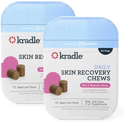 Kradle Skin Recovery Chews for Dogs, Itchy Skin and Allergy Support, 150 ct