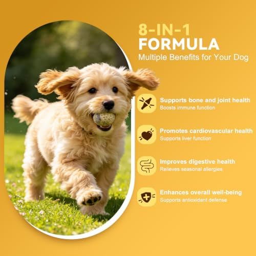 8-in-1 Dog Multivitamin Chews, Omega 3&6, Joint Support,Chicken, 120 Chews