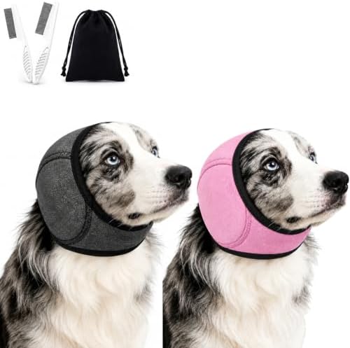 Dog Ear Muffs Noise Protection, Adjustable No-Flap Dog Ear Cover for Fireworks, Thunderstorms, Grooming, Blow Drying