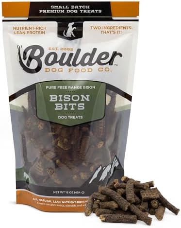Bison Bits Grain Free Natural Dog Training Treats for Small to Large Breed - Low Calorie, High Value, Healthy Dog Treats for Small, Medium & Large Dogs (8oz)