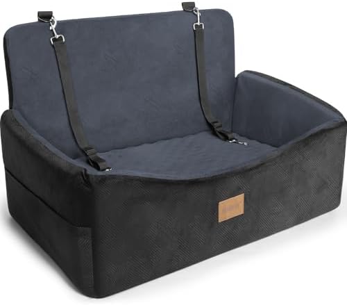 Dog Car Seat, Large/Medium Under 55 lbs, 2 Safety Belts, Memory Foam & Cushion