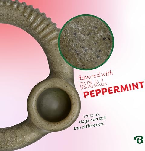 Benebone Peppermint Ring – Limited Edition Holiday Flavor, Durable Chew Toy for Aggressive Chewers, Made in USA, Small