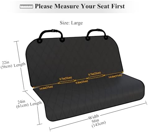 VIVAGLORY Pet Seat Protector - Black, Large