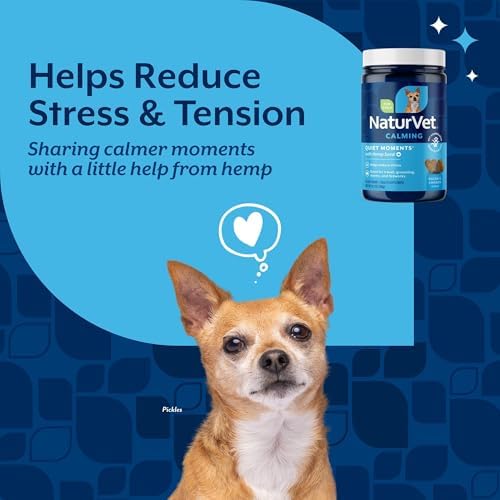 NaturVet Quiet Moments Plus Hemp Calming Aid Soft Chews for Dogs, Count of 120, 60 CT