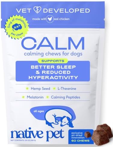Native Pet Calming Chews for Dogs, Hemp, Melatonin, 60 Chews