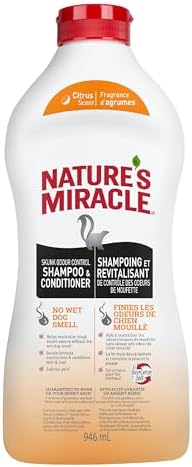 Nature’s Miracle Skunk Odor Control Shampoo & Conditioner Citrus Scent, 32 fl oz | Helps Remove Tough Skunk Odors From Dogs & Cats, No Wet Dog Smell, Gentle Formula Moisturizes Coat, Citrus Scent