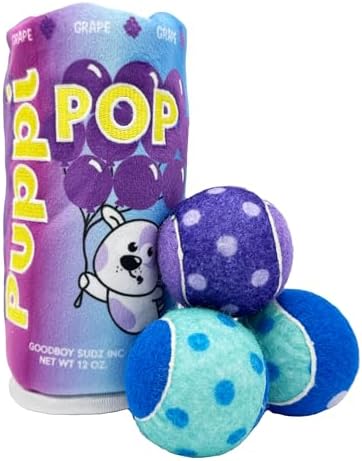 Huxley & Kent Interactive Funny Dog Toy w/Squeaker - Power Plush Ball and Treat Hiding Toy - Cute and Funny Soft Puzzle for Small & Large Dogs - Squeak'n Peek Puppi Pop Grape, Large | Hidden Treat Pocket with H&K Tennis Balls, Crinkle & Squeaker, Menta...