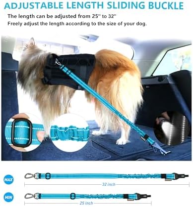 AUBELL Dog Seat Belt for Car - Updated 3-in-1 Bungee, Blue
