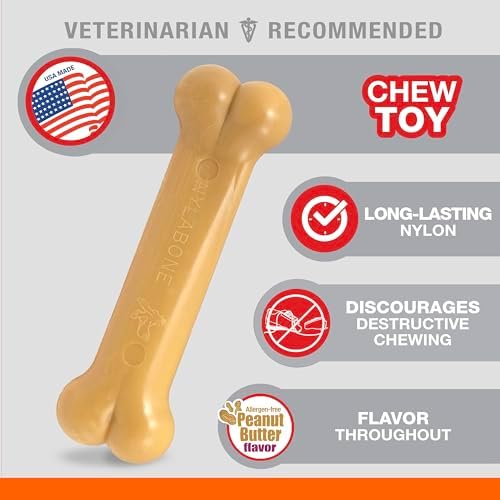 Nylabone Power Chew Original Bone Chew Toy, Peanut Butter Flavor, Small | Durable chew toys, long lasting, flavor throughout, discourages destructive chewing, keeps dogs busy, for dogs up to 25 lbs
