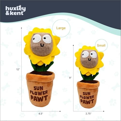 Huxley & Kent Seek 'n Treat Puzzle Dog Toy, Sunflower Pawt, Small | Hidden Treat Pocket, Crinkle & Squeaker; Reinforced Seams & Mesh; Soft, Durable & Machine Washable