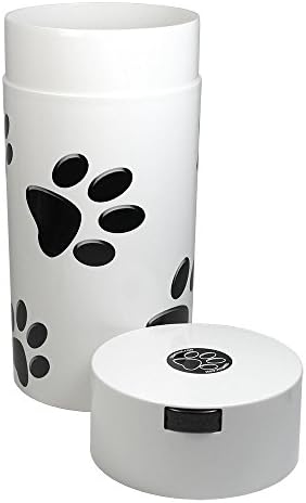 Pawvac 24 Ounce Vacuum Sealed Pet Food Storage Container; White/Black Paws