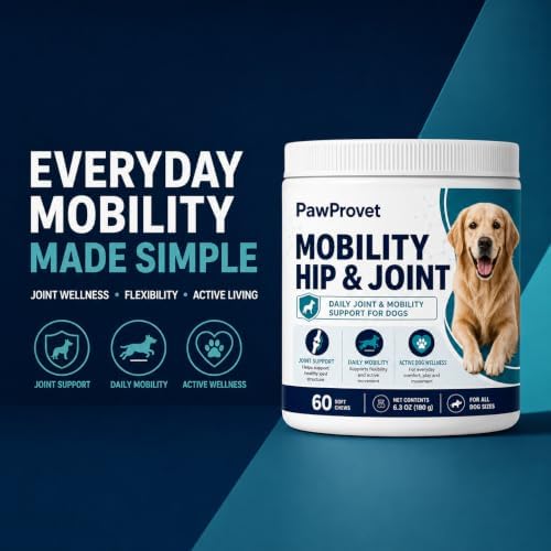 Mobility Hip and Joint, Hip and Joint Chews for Dogs with Glucosamine, Chondroitin, Msm, Green-Lipped Mussel, Daily Mobility Support for All Breeds, 60 Soft Chews