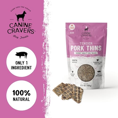 Canine Cravers Single Ingredient Dog Treats - Pork Thin Tenders, 5.3oz