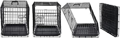 DONORO Dog Crates for Small Size Dogs Indoor Double Door Dog Kennels & Houses for Puppy and Cats, Collapsible Metal Contour Dog Cages (Black, 42.0" L x 28.0" W x 31.0" H)