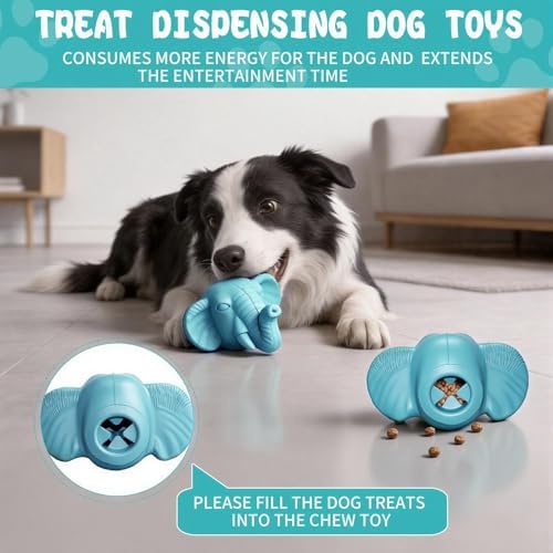 Tough Treat Dispensing Dog Toys for Aggressive Chewers | Natural Rubber, Treat Dispensing, Medium Large Dogs, Interactive Slow Feeder Puzzle, Dishwasher Safe