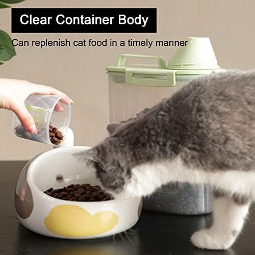 Pet Food Storage Container,3L Large Pet Cat Food Containers Bin with Lids,Kitchen Cereal Rice Storage Bin with Measuring Cup Silicone Bowl For Storage Dog Cat Small Pet Food (Beige)