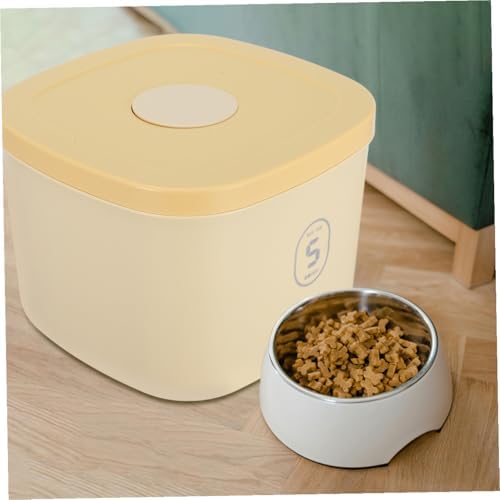 UKCOCO Vacuum Sealed Pet Food Storage Container Airtight Cat Dog Food Bin for Dogs, Yellow