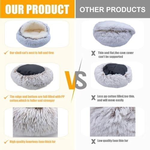 ZaneSun Calming Dog Bed & Cat Cave, Coffee, 25.6"x25.6"