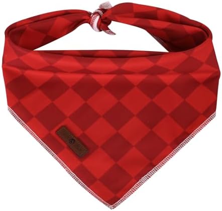 Lionet Paws Christmas Dog Bandana Washable Cotton Handkerchief Scarf Triangle Christmas Red Plaid Dog, Small (Pack of 1), Small, Red