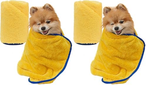 PETHROOM Ultra Absorbent Pet Towel | Quick-Drying, Soft Microfiber Dog & Cat Bath Towel | Lightweight, Durable, Fast Water-Soaking | Ideal for All Breeds (Medium) 15.7" x 31.5" (Pack of 2)