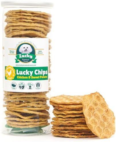 Chicken & Sweet Potato Chips Dog Treats – Made in USA, 100% Chicken Jerky, Grain-Free, High Protein, Single Ingredient, Crispy & Healthy Training Snacks for Dogs – 6 oz Jar