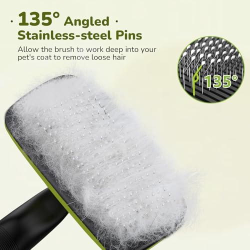 Pecute Skin Friendly Self-Cleaning Slicker Brush for Dog & Cat Shedding