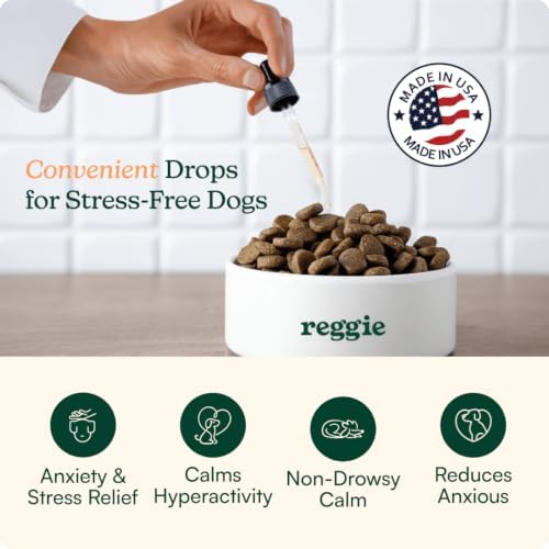 Reggie Anytime Calming Drops for Dogs, L-Theanine, Melatonin